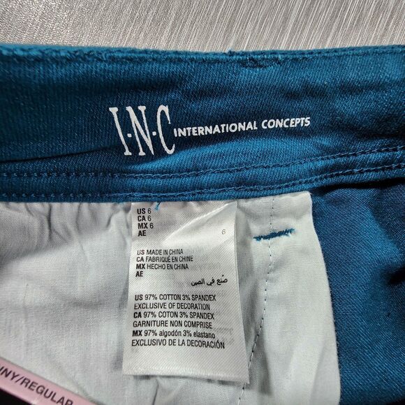 INC Jeans Womens Sz 6 Blue/Green Skinny Leg Regular Fit Mid Rise Stretch Denim - Picture 3 of 7